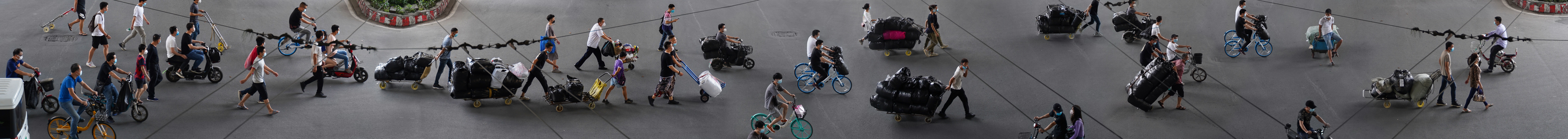 People Transporting Goods to a Livestreaming Town (往直播小镇运输货物的人们) by Yan Jiacheng (闫家成), artwork image 1